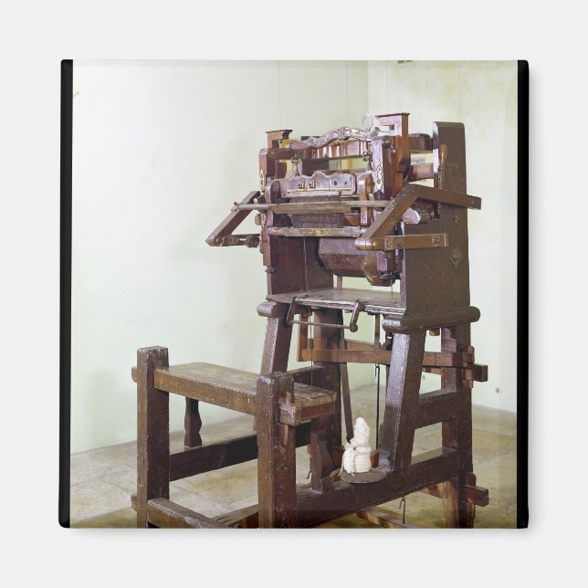 First loom for weaving stockings, 1750 magnet (Front)