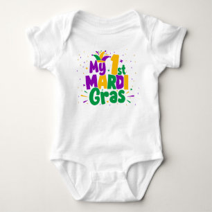 First Mardi Gras Milestone Colourful Sparkles Part Baby Bodysuit