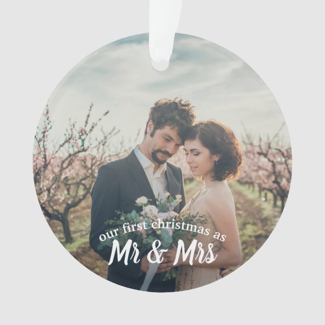 First Married Christmas As Mr And Mrs | Photo Ornament (Front)
