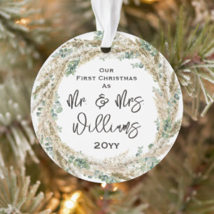 First Married Christmas as Mr. & Mrs. 1st Newlywed Ornament