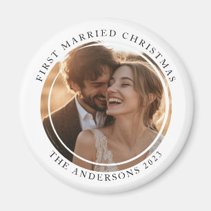 First Married Christmas Custom Photo Magnet