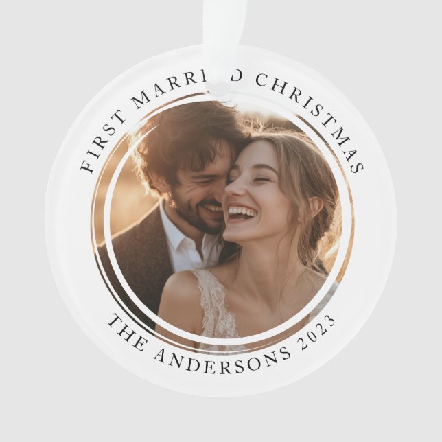 First Married Christmas Custom Photo Ornament (Front)