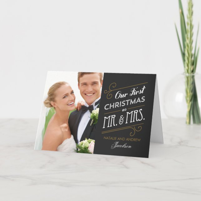 First Married Christmas Holiday Greeting Card (Front)