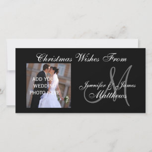 First Married Christmas Monogram PhotoCard Holiday Card