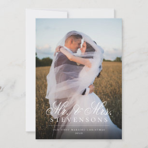First Married Christmas Mr. and Mrs. Full Photo  Holiday Card