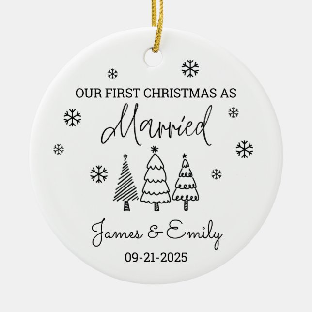 First Married Christmas Ornament, Married Ornament (Front)