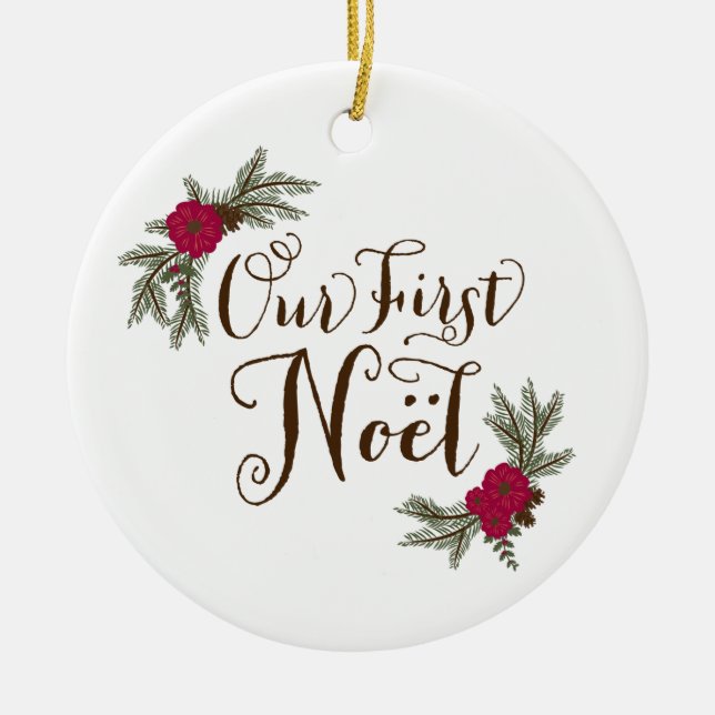 First Married Christmas Personalised Ornament (Front)