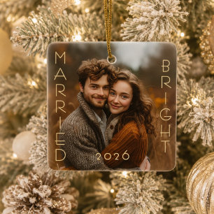 First Married Christmas Photo Keepsake Ceramic Ornament