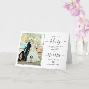 First Married Mr & Mrs Silver Heart Christmas Card