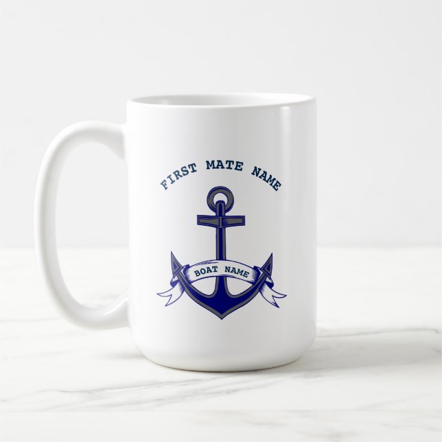  First Mate Anchor Custom Nautical Coffee Mug (Left)