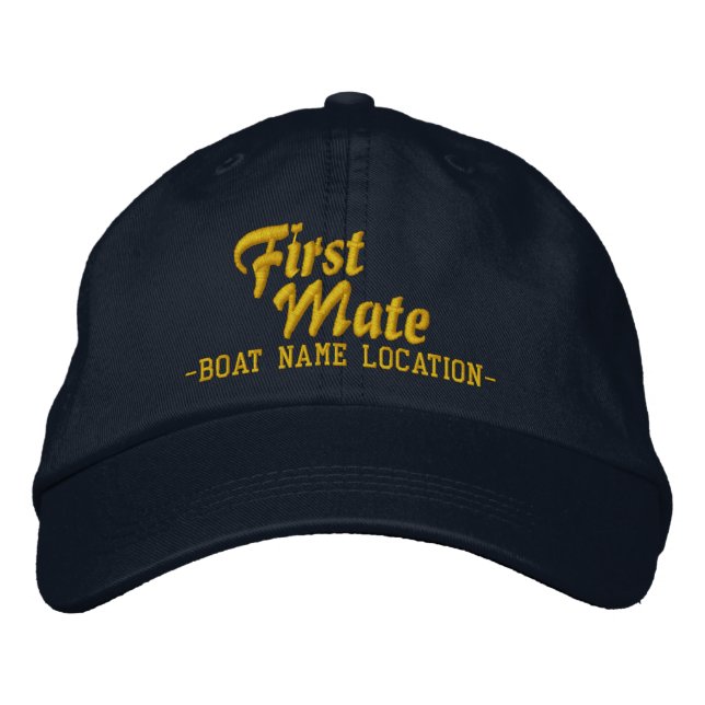 FIRST MATE Customisable Boat Name Your Name Embroidered Hat (Front)