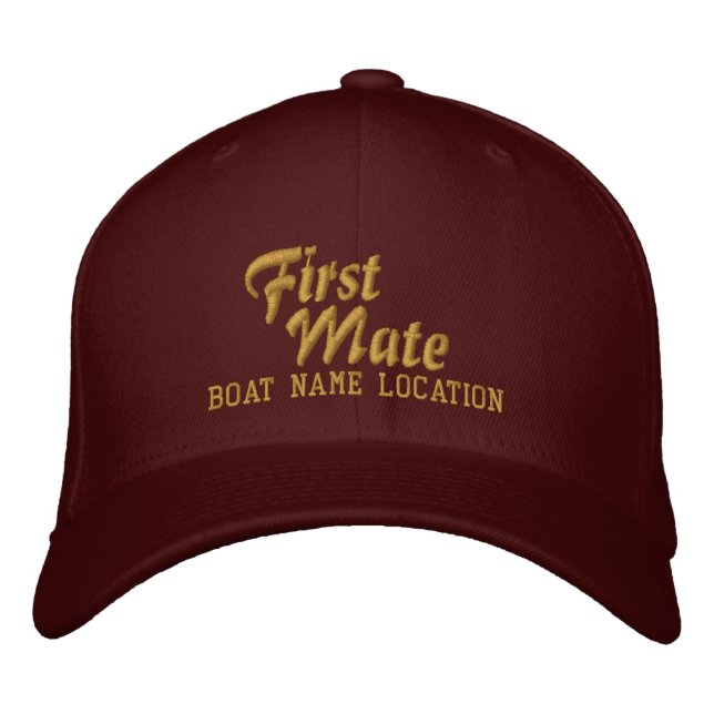 FIRST MATE Customisable Boat Name Your Name Embroidered Hat (Front)