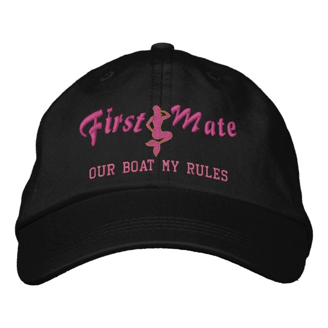 First Mate Mermaid Our Boat My Rules Embroidered Hat (Front)
