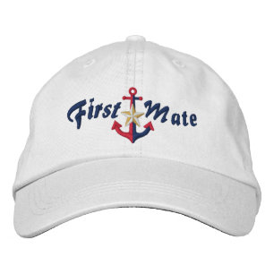 First Mate Nautical Star Anchor Your Name Embroidered Hat