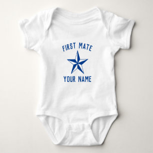 First Mate nautical star navy blue and white kid's Baby Bodysuit