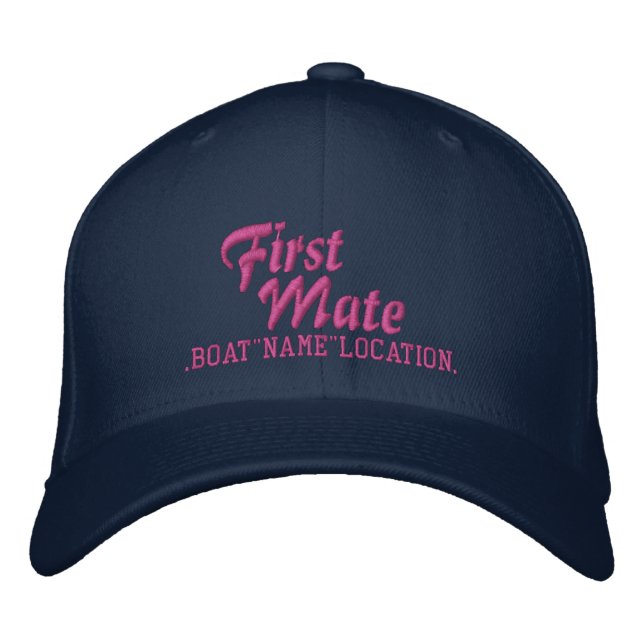 FIRST MATE Personalised Boat Name Your Name Embroidered Hat (Front)