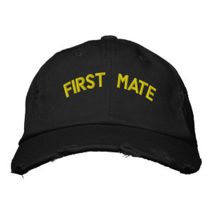First mate text embroidered hat