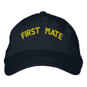 First mate text embroidered hat