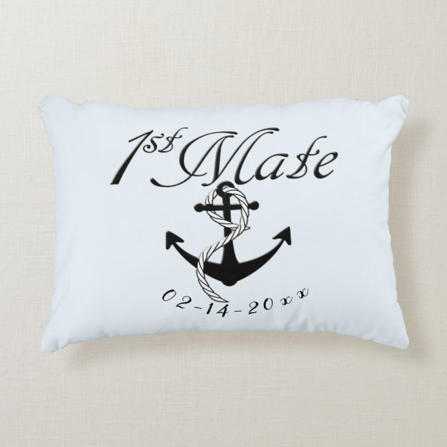First Mate with Anchor Decorative Cushion (Front)