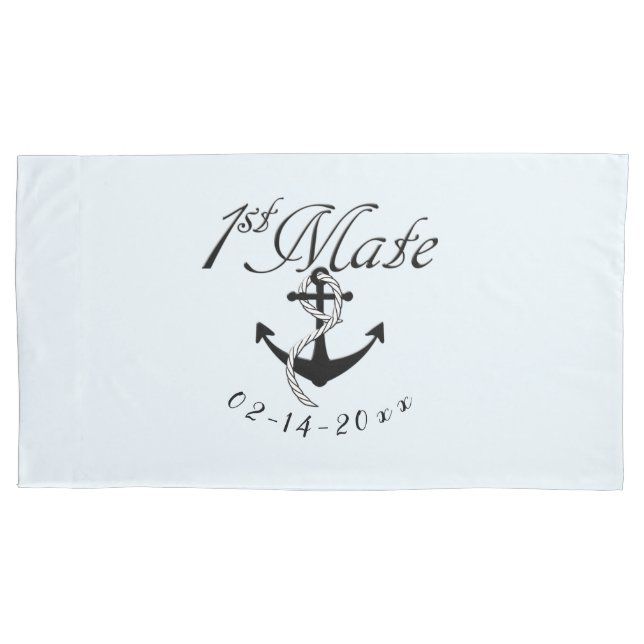 First Mate with Anchor Pillowcase (Front)