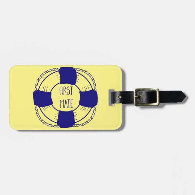 First Mate with Life Preserver Luggage Tag (Front Horizontal)