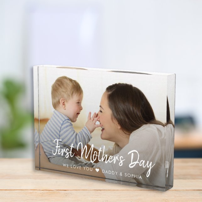 First Mother Day Modern Script Baby Photo Block (Creator Uploaded)