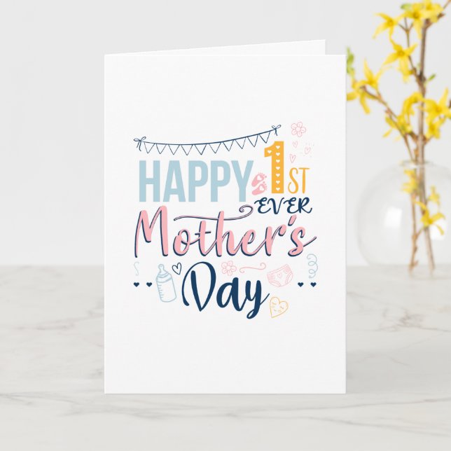 First Mothers Day 1st Time Mum Boho Card (Yellow Flower)