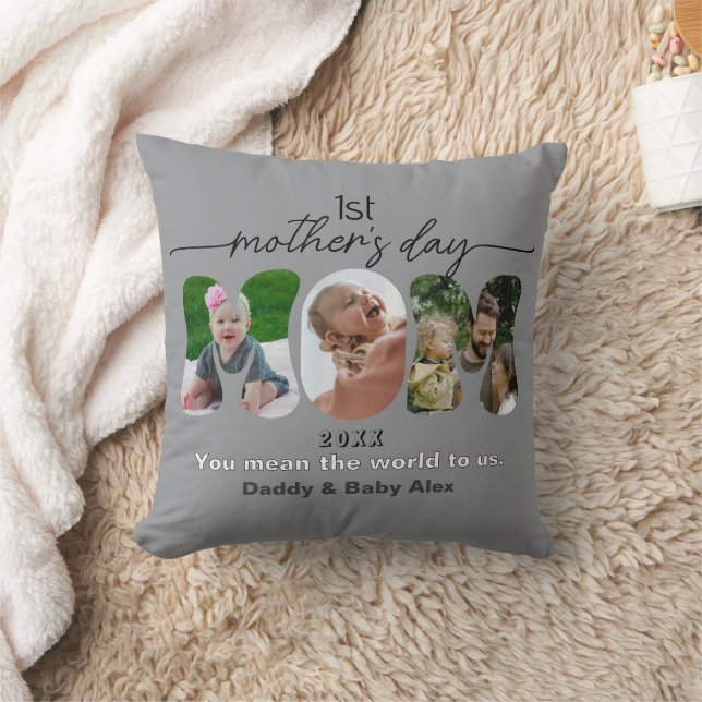 First Mother's Day 3 Photos Collage Mom cut out Cushion (Blanket)