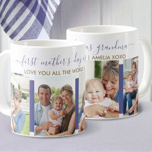 First Mothers Day as Grandma 4 Photo Iris Blue Coffee Mug