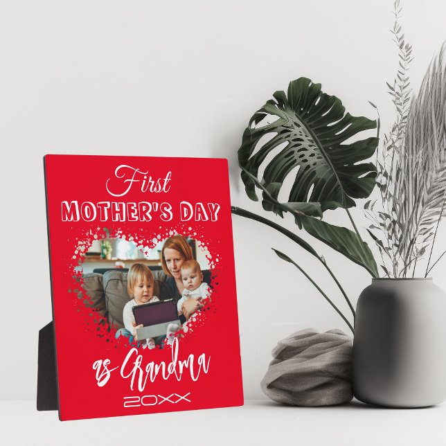  First Mother's day as grandma Heart Red Plaque (Creator Uploaded)