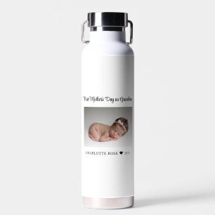 First Mothers Day as Grandma New Baby Photo Water Bottle