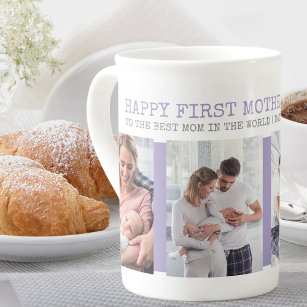 First Mother's Day Best Mum 4 Photo Collage Bone China Mug