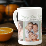 First Mother's Day Best Mum 4 Photo Sage Green Bone China Mug<br><div class="desc">Say Happy First Mother's Day to the Best Mum in the World with this personalised photo mug. The photo template is set up for you to add 4 of your favourite photos. You can also add your custom message, the year and edit the occasion if you wish. The wording currently...</div>