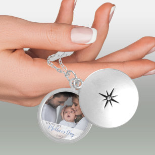 First Mothers Day Boy Baby Photo Locket Necklace