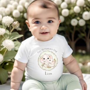 First Mother's Day Boy Elephant Personalised Name Baby T-Shirt