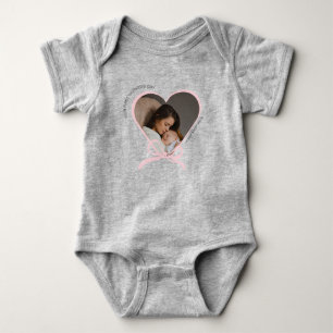 First Mother's Day custom photo love shape Baby Bodysuit
