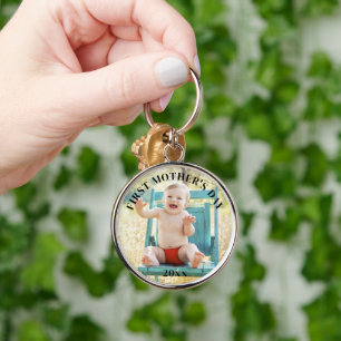 First Mothers Day Custom Year Baby Photo New Mum Key Ring