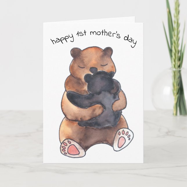 First Mother's Day Cute Baby Bear Hug Card (Front)