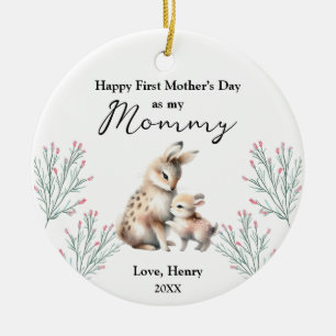 First Mother's Day From Child Wild Animal Rabbit Ceramic Tree Decoration