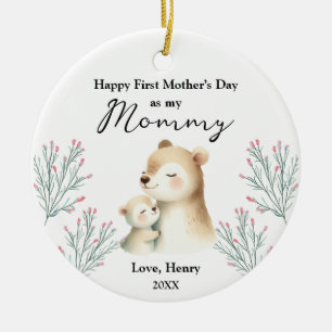 First Mother's Day From Child Woodland Animal Bear Ceramic Tree Decoration