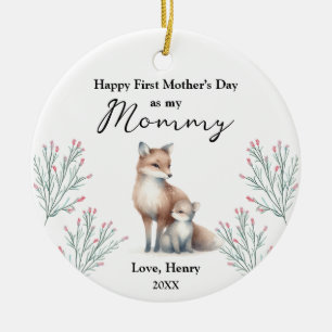 First Mother's Day From Child Woodland Animal Fox Ceramic Tree Decoration