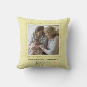 First Mother's Day Glitter Confetti Grandma Photo Cushion