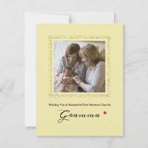 First Mother's Day Glitter Confetti Grandma Photo Holiday Card