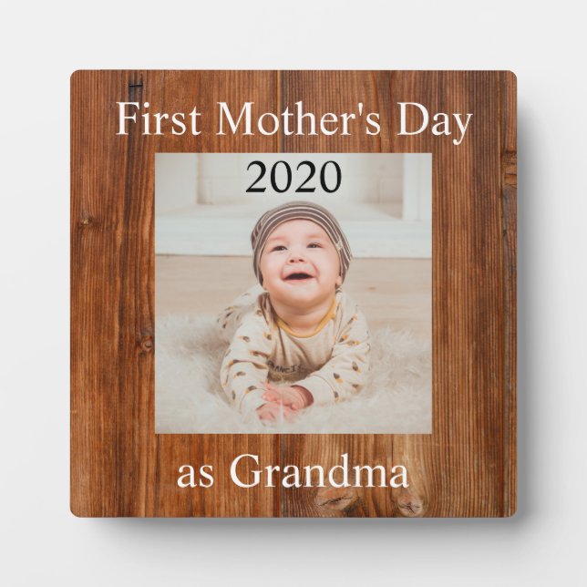 First  Mother's Day Grandma Custom Photo Plaque (Front)