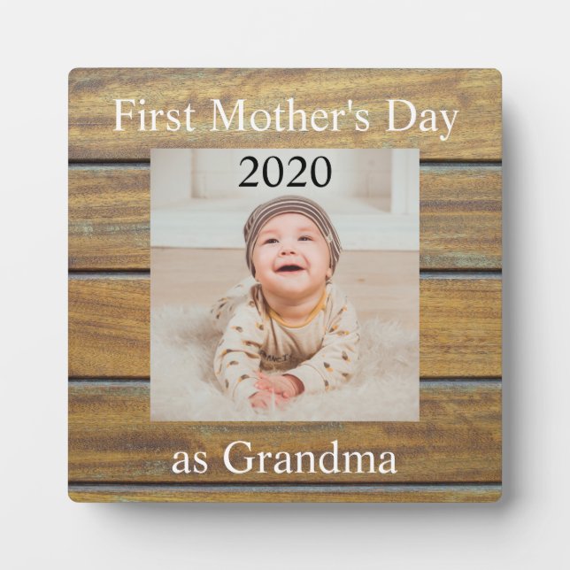 First  Mother's Day Grandma Custom Photo Plaque (Front)