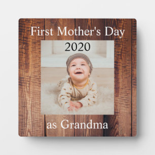 First  Mother's Day Grandma Custom Photo Plaque