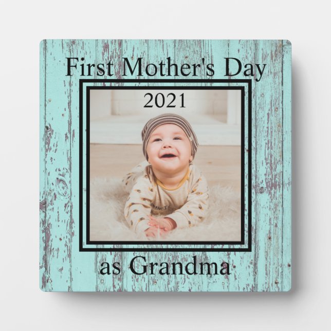 First  Mother's Day Grandma Custom Photo Plaque (Front)