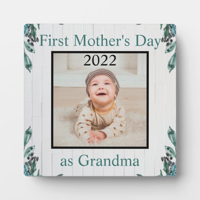 First  Mother's Day Grandma Custom Photo Plaque (Front)