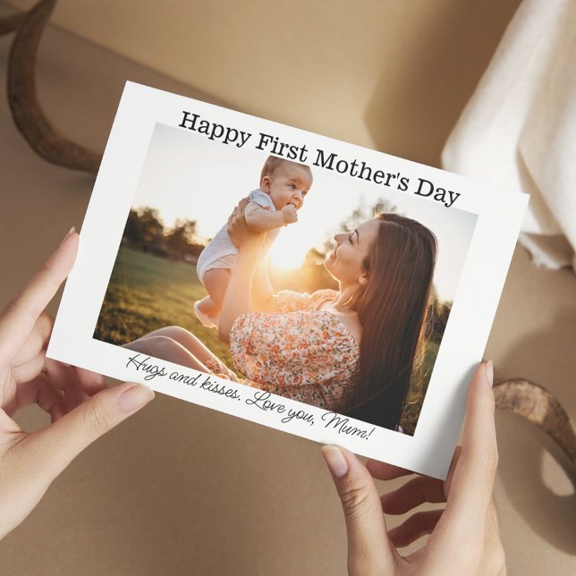 first mothers day, modern typography photo holiday card (Creator Uploaded)