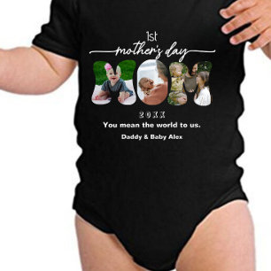 First Mother's Day Mum Cutout 3 Photos Collage Baby Bodysuit